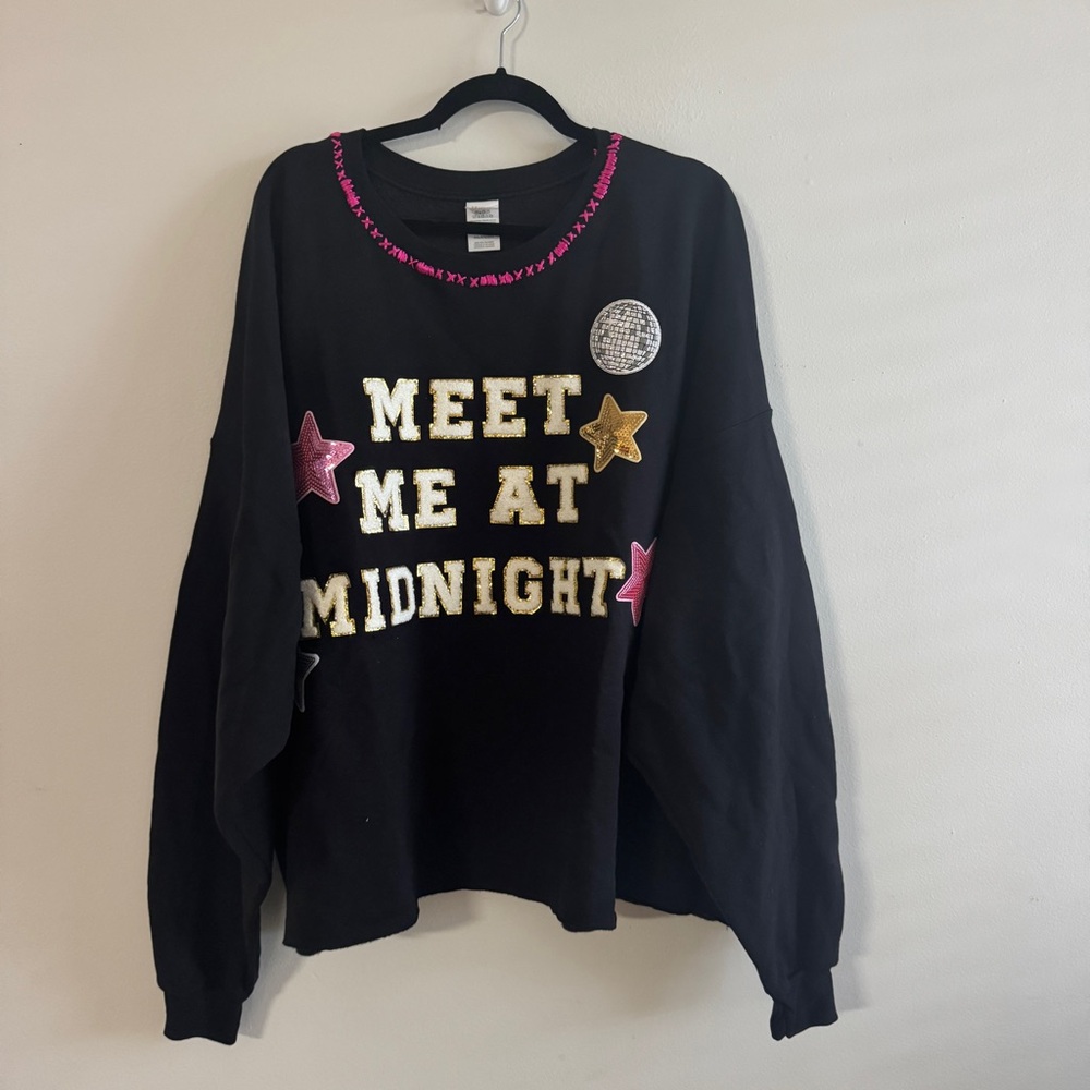 Meet Me At Midnight Black Embellished Women's Sweater